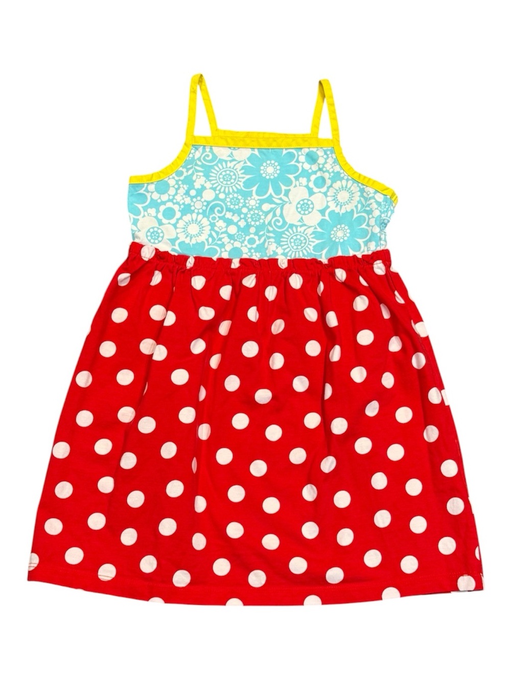 Hanna Andersson Polka Dot Red & Aqua Floral Sundress